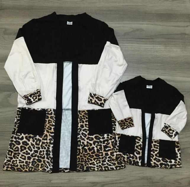 Mommy and Me -Black Cheetah cardigan